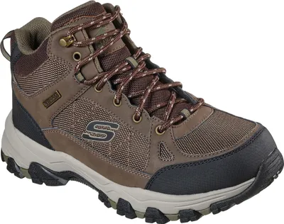 A single brown hiking boot is shown against a white background.