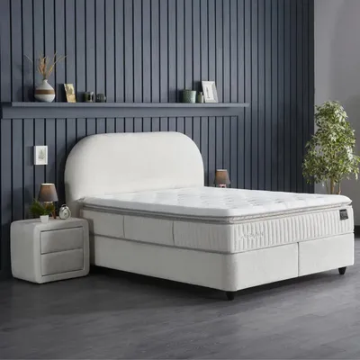 Productafbeelding van Pointhome Boxspringbedset 180 x 200, H3/H4, Bohembedd bedset, met of zonder nachtkastjes, 5-laags pocketveringmatras met toplaag, hoogte 32 cm
