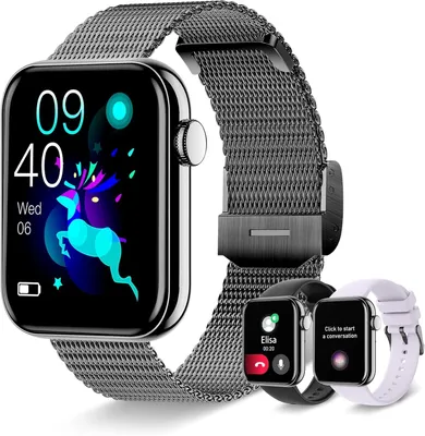 Produktbild von Damen Herren und Antwort/WhatsApp, 1,85 Zoll Digitale Fitness Stoppuhr Schrittzähler 19 Sport Android iOS Smart Watch mit Schlaf/Herzfrequenzmesser