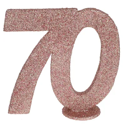 Produktbild von 70. Geburtstag roségold glitzer Tischdekoration 11x 10 cm Zahl 70