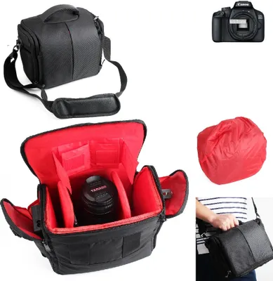 Produktbild von K-S-Trade Kompatibel mit Canon EOS 4000D Kameratasche Fototasche Schultertasche Zubehör Tasche einteilbare Trennwänden für Systemkamera, DSLR DSLM