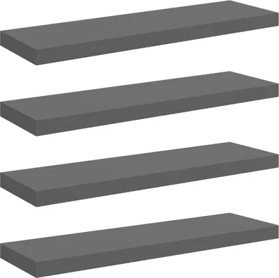 Obrázok produktu pre vidaXL Závesné police 4 ks Vysoko lesklá sivá 80x23,5x3,8 cm MDF