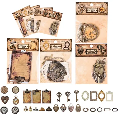 120 Vintage-Sticker Retro-Motive für Scrapbooking
