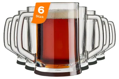 Produktbild von Pasabahce Pub Bierglas 500 ml – Klares Glas mit Henkel, 6er Set