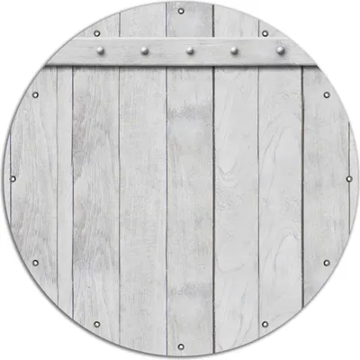Produktbild von Wallario rundes Outdoor-Poster für Garten oder Balkon, Motiv Graue Holztür, 120 cm Durchmesser