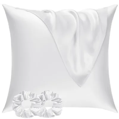 Produktbild von Set aus 2 Satin-Kissenbezügen, 80x80 cm, in Weiß