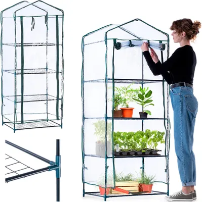 Zdjęcie produktu dla 4-poziomowa szklarnia ogrodowa KADAX, 170 x 68 cm, ciemnozielona