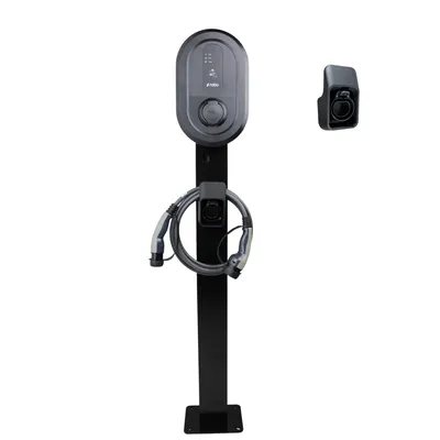 Produktbild von Wallbox Standfuß für Ratio Wallbox – Metall-Montagepfosten für 1 Ladestation, wetterfest & pulverbeschichtet, 149 cm Höhe, schwarz