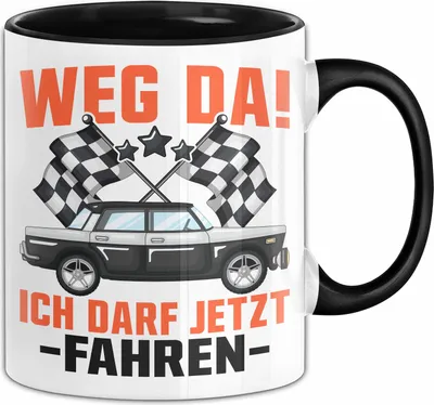 Produktbild von Führerschein Bestanden Geschenk Tasse Bestandener Führerschein Weg Da Ich Darf Jetzt Fahren Fahrschule Kaffee-Becher (Schwarz)