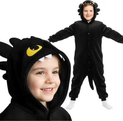 Produktbild von Onesie-Pyjama Kigurumi Kostüm Verkleidung Ohnezahn Kinder 140