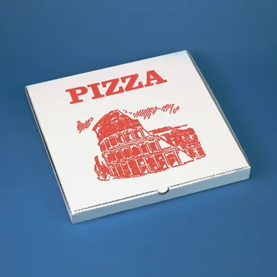 Obrázok produktu pre Štvorcová krabica na pizzu PAPSTAR, 330 x 330 x 30 mm, biela/červená