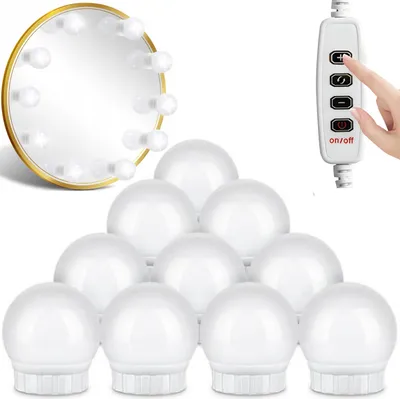 Zdjęcie produktu dla Światełka Lampki Led Na Lustro Toaletki Makijaż 10 Poziomów Jasności 2 M