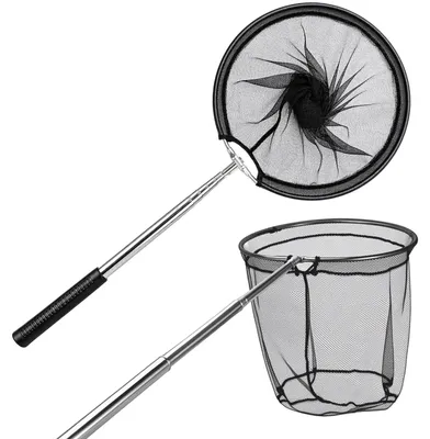 Imagen del producto de Red de pesca telescópica plegable, con mango de aluminio, 1,5 metros, plegable, para estanques y acuarios