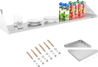 Zdjęcie produktu dla Półka Ścienna Wisząca Stalowa Nierdzewna Pojedyncza 150Cm