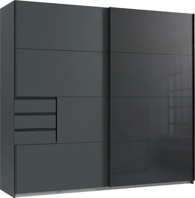 Produktbild von Schwebetürenschrank Tilburg Kleiderschrank Farbe und Größe wählbar,graphit / grauglas,225x65x208cm