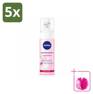 Productafbeelding van 5 x NIVEA Essentials Kalmerende Reinigingsmousse - voor droge en gevoelige huid - 150 ml - Voordelige verpakking - 5 stuks