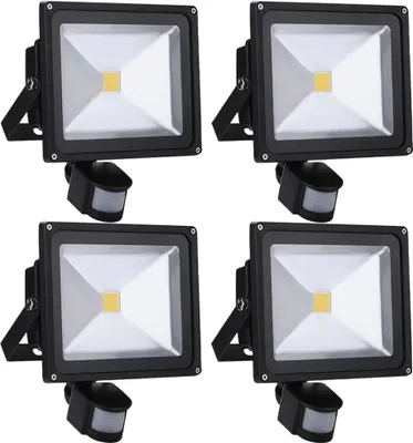 Produktbild von 4pcs 30W LED Strahler Fluter Spot Außenstrahler Flutlich mit Bewegungsmelder,Greenmigo Warmweiß Wandstrahler IP65 Wasserdicht AC 85-265V Tageslichtweiß