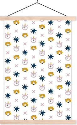 Produktbild von MuchoWow® Textilposter Farben - Muster - Illustrationen 40x60 cm mit holzfarbenen Rahmen - Poster