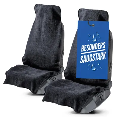 Produktbild von WALSER Auto Sitzauflage Vordersitz aus Frottee, 2er Set Sitzaufleger, waschbarer Sitzschoner Auto, Universal Auto-Sitzauflage, Autositz-Überwurf, Schonbezug Autositz vorne 2 Stück schwarz