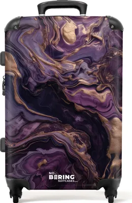 Produktbild von NoBoringSuitcases.com Hartschalen Koffer Mittelgroß 67x43x25 cm, 72L, Drucke für Frauen: Lila, gold - Marmor, Reisekoffer mit 4 Rollen