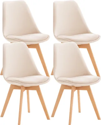 Produktbild von CLP 4er Set Esszimmerstuhl Linares Mit Buchenholzgestell,beige Samt