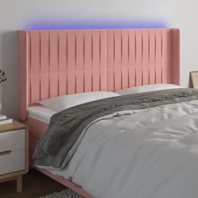 Produktbild von vidaXL LED Kopfteil Rosa 183x16x118/128 cm Samt - LED Kopfteil - LED Kopfteile - Kopfteil - Bett-Kopfteil