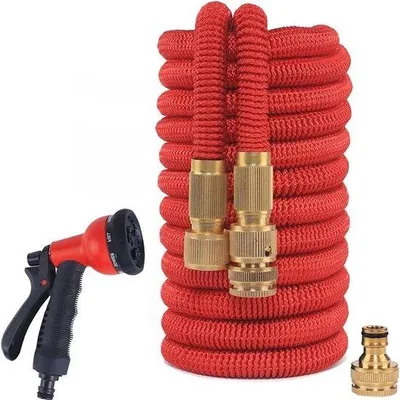 Produktbild von 50ft Gartenschlauch Latex Innenrot Messingverbinder Sprühpistole