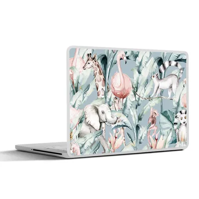 Produktbild von MuchoWow® Laptop Aufkleber Sticker Cover Aquarelle - Tiere - Dschungel - Farben - Jungen - Blau - Kinder - Kind 25x18 cm - Laptop-Deko