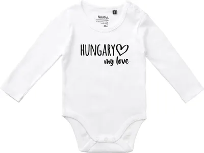 Produktbild von Huuraa Baby Body Hungary my love 68 White  Baumwolle Fairtrade Langarmbody Geschenkidee
