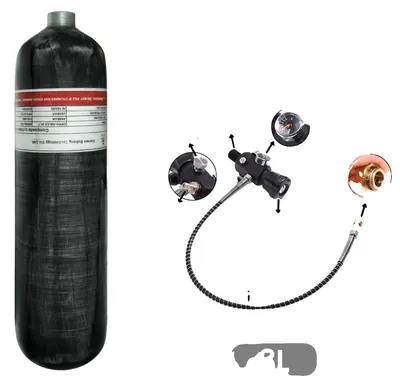 Imagen del producto de Tanque de alta presión, construcción de fibra de carbono, diseño ligero, 3 litros con válvula A