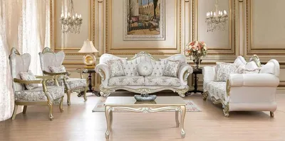 Produktbild von Casa Padrino Luxus Barock Wohnzimmer Set Rosa / Mehrfarbig / Gold / Silber - 2 Sofas mit Muster & 2 Sessel mit Muster & 1 Couchtisch - Prunkvolle Barock Wohnzimmer Möbel