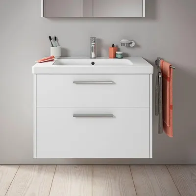 Produktbild von Duravit D-Code Waschtischunterbau 78,4 cm, 2 Auszüge, Griff chrom