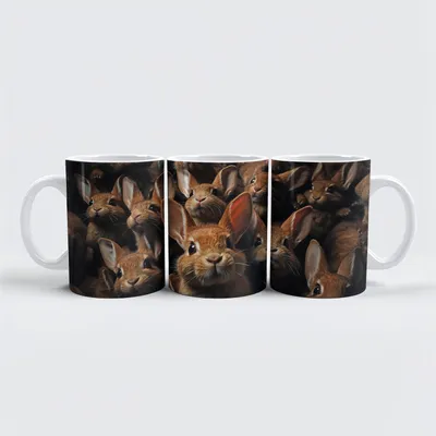 Produktbild von raxxa Premium-Tasse "Gruppenbild mit neugierigen Kaninchen"