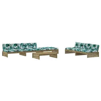Image de vidaXL Ensemble salon de jardin 6 pièces avec coussins Bois de pin imprégné