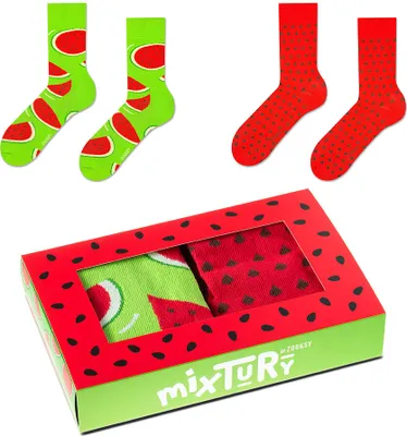 Produktbild von Set mit 2 Paar Bunten Wassermelonen Socken 36-40 für Damen Lustige Lange Socken