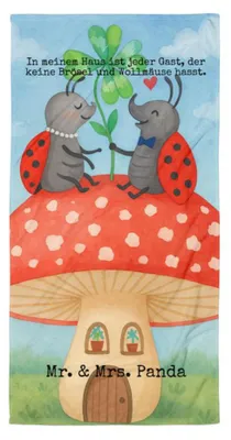 Produktbild von Mr. & Mrs. Panda Badehandtuch Marienkäfer Fliegenpilz Design - Weiß - Geschenk, Lustige Sprüche, Reisehandtuch, Haus, Frottee-Handtuch, Handtuch, Wohnung, Strandtuch