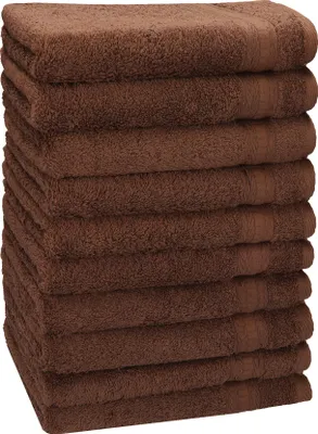 Produktbild von Betz 10 Stück Gästehandtücher Gold 100% Baumwolle Qualität 600 g/m² Gästetuch-Set 30x50 cm Farbe nussbraun