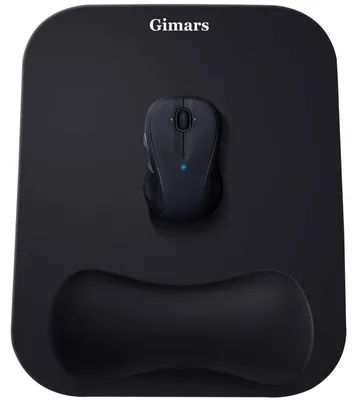 Obrázek produktu pro Ergonomická podložka pod myš s gelovým polštářem a opěrkou pro ruku, voděodolná, protiskluzová, s povrchem z lycry, rozměry 28,1 x 21,2 cm, černá
