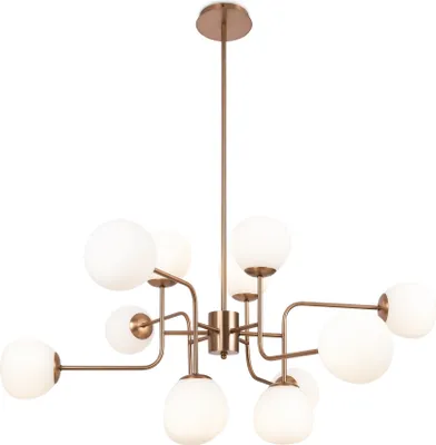 Image de Lustre Erich doré et blanc, 12 x E14 x 40 W, métal, dimensions : 140 x 50 x 110 cm, IP20, Maytoni