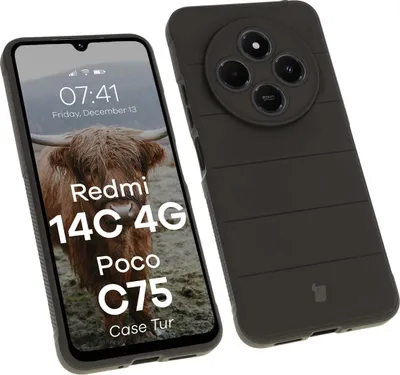 Produktbild von Robuste Handyhülle für Xiaomi Redmi 14C 4G / POCO C75, Bizon Case Tur, Schwarz