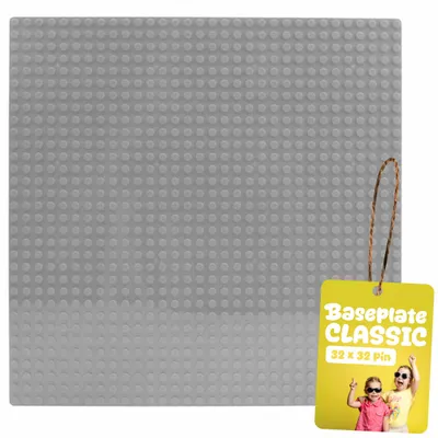 Produktbild von Bauplatte 32x32 Noppen, Grundplatte kompatibel mit gängigen Bausteinen, 25,5 x 25,5 cm, EVI KIDS, Hellgrau