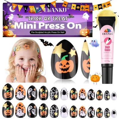 Productafbeelding van Kinder nagellak stickers, set van 24 amandelvormige kunstnagels met volledige bedekking, pompoen-web ontwerp. Inclusief nagellijm, geschikt voor meisjes. Roze netmotief