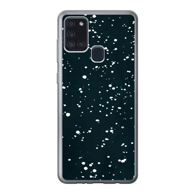 Produktbild von MuchoWow® Handyhülle Schutzhülle Hülle für Samsung Galaxy A21s Polka dots - Schwarz - Weiß Silikon Softcase Handy Hülle - Hartschale