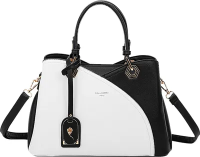 Image de Gallantry, élégant sac à main pour femme, aspect grainé, blanc / noir