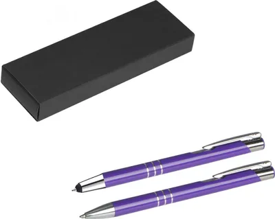 Produktbild von Metall Schreibset / Touchpen Kugelschreiber + Kugelschreiber / Farbe: violett