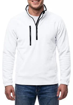 Produktbild von Mivaro Herren Fleecepullover mit halbem Reißverschluss und Taschen warm atmungsaktiv Regular Fit ideal für Arbeit Freizeit Angeln Wandern Campen Outdoor und Alltag mit Stehkragen
