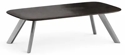 Image de Bureau moderne en bois foncé avec des pieds élégants en métal
