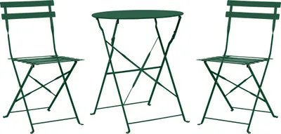 Obrázek produktu pro BELIANI Tmavě zelená kovová skládací souprava s lamelovým opěradlem venkovní 3dílný bistro set