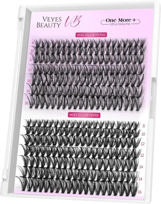 Imagen del producto de Clústeres de pestañas individuales, pestañas "wispy" mixtas, 30D+40D, de 8 a 16 mm, para uso diario