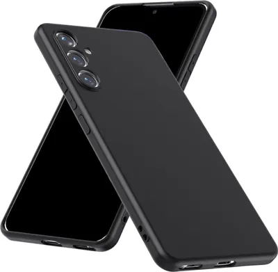 Two black smartphone cases are shown diagonally against a white background. One case is in the foreground, and the other is in the background.